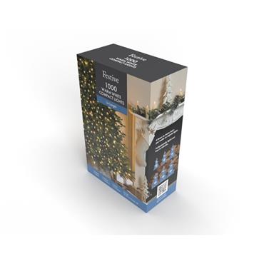 1000 Compact Lights - Warm White Light/Green Cable