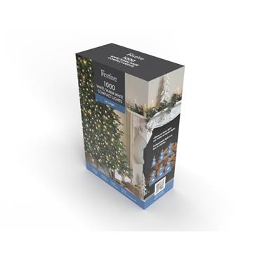 1000 Compact Lights - White and Warm White Light/Green Cable