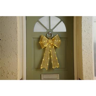 Bow Lit -Battery Operated -Gold - 40x60cm
