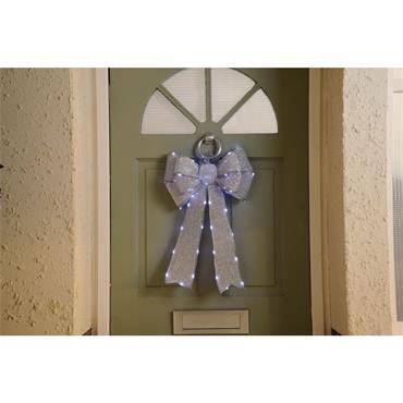 Bow Lit -Battery Operated -Silver - 40x60cm