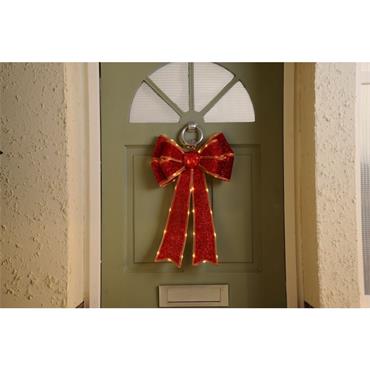 Bow Lit -Battery Operated - Red - 40x60cm
