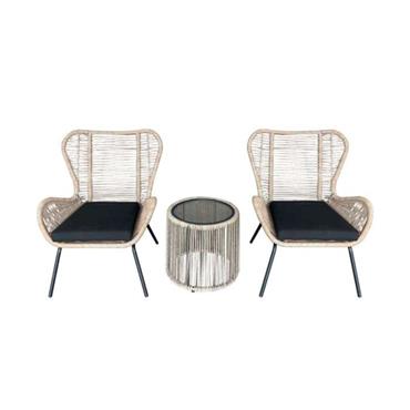 Alvor 3-Piece Steel Rattan Set