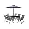 Serra Complete Dining Set with 6 Reclining Chairs, Table and Parasol