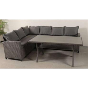 Canto L Corner and Polywood Table Dark Grey
