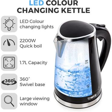 Tower LED Kettle 1.7 Litre