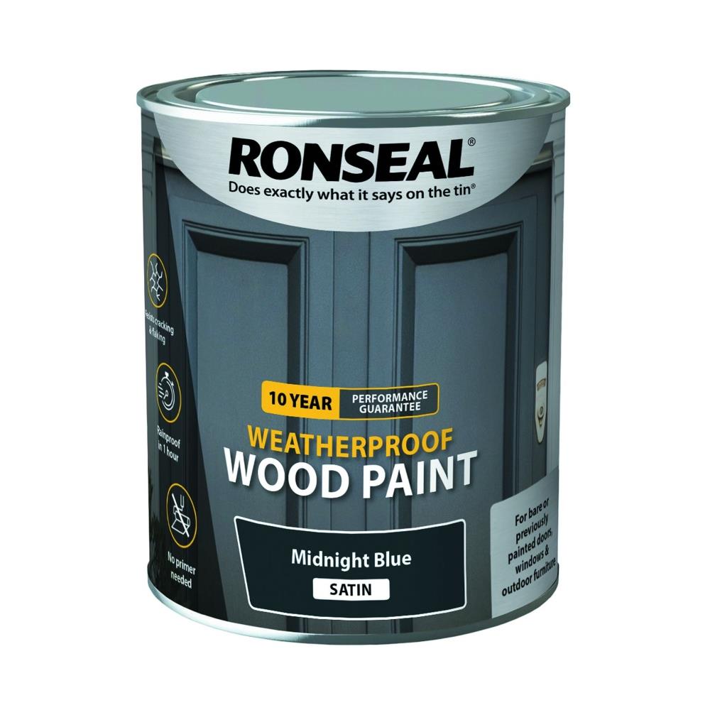 Ronseal Weatherproof Woodpaint Satin 750ml Midnight Blue EEC Homevalue