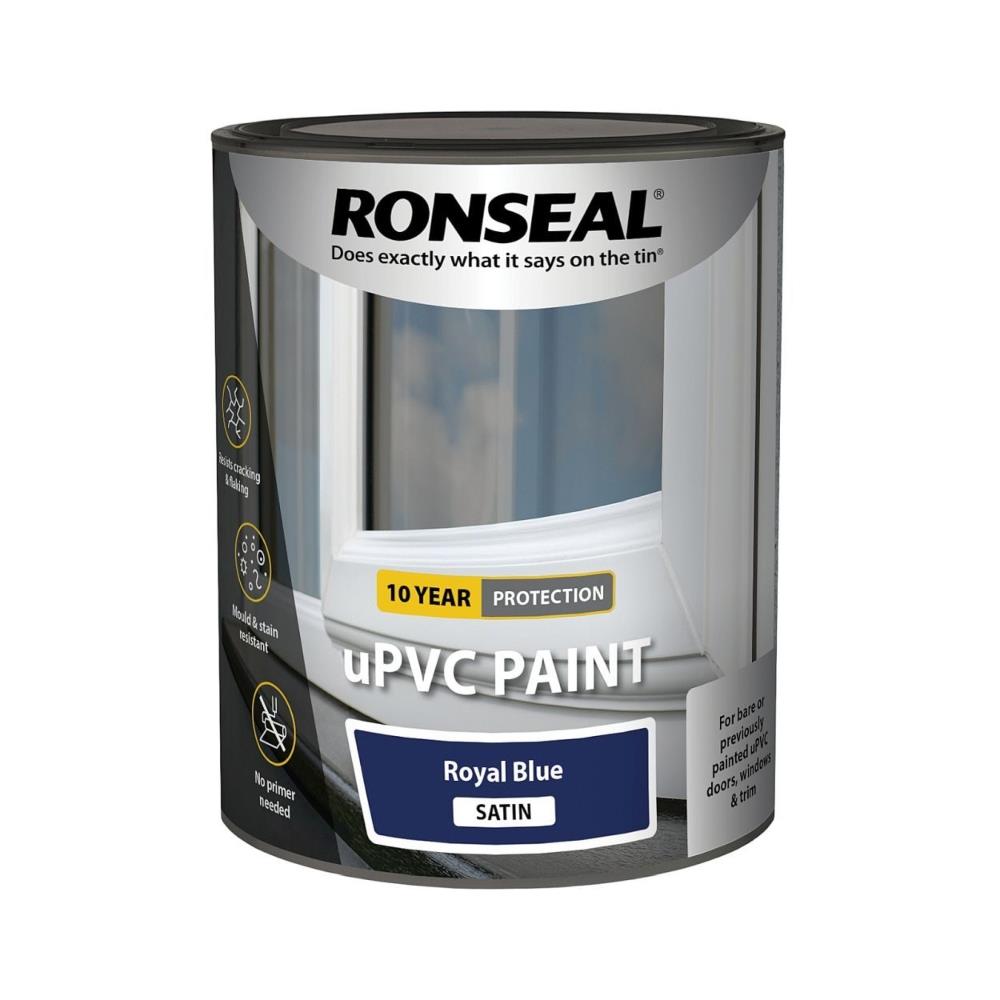 Ronseal uPVC Paint Satin 750ml Royal Blue EEC Homevalue Balbrigggan
