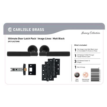 Ultimate Door Latch Pack Luxury Collection Lines Matt Black