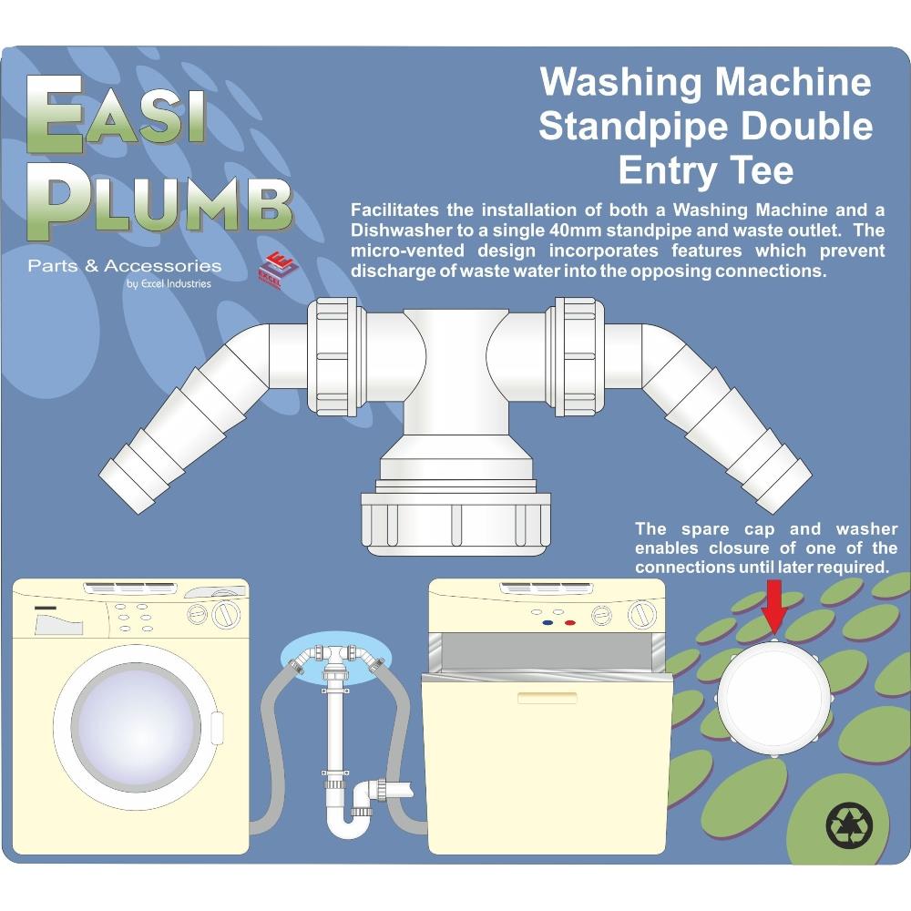Easi Plumb Washing Machine Standpipe Double Entry Tee EEC Homevalue