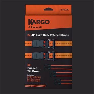 KARGO 8PC KIT (2X LIGHT DUTY STRAP 6X BUNGEE)