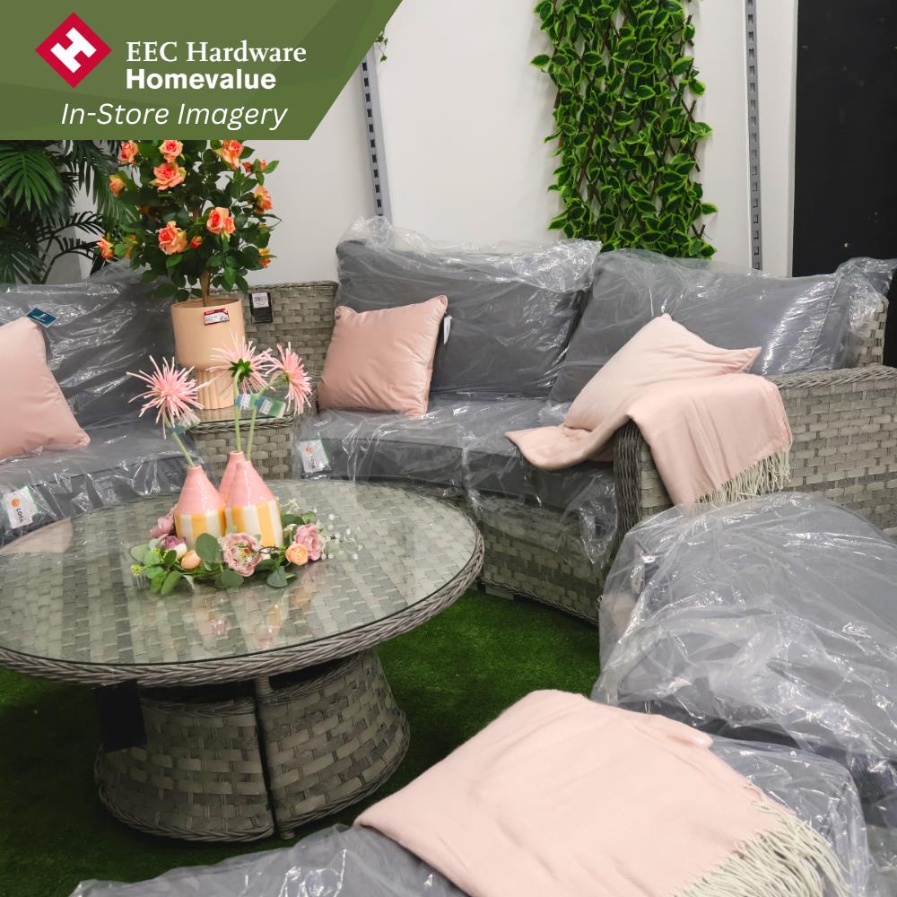 Outdoor Lux Amalfi Rattan Furniture Ice Bucket Set with Table Dark Grey