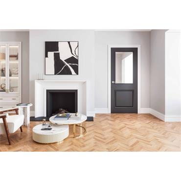 Pembroke 2 Panel Clear Prefinished Black Door