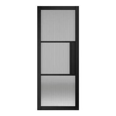 SEATTLE 3 LITE REEDED GLASS BLACK DOOR