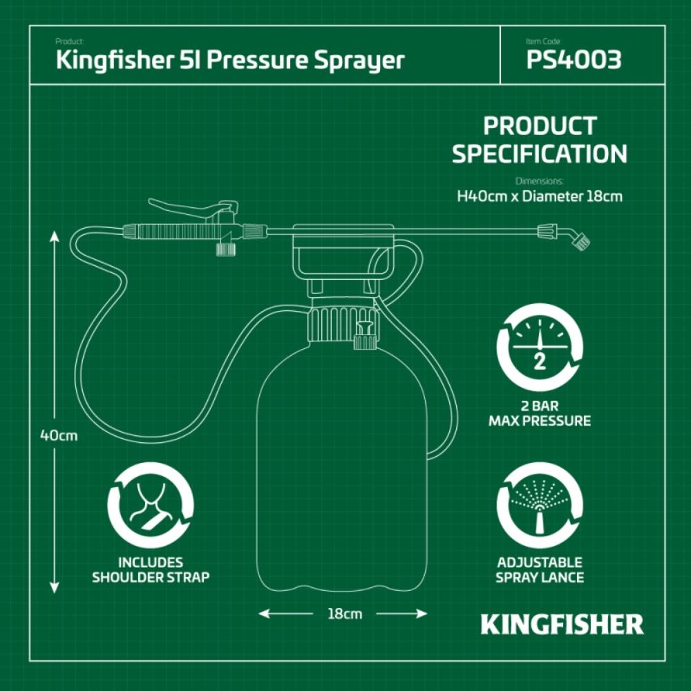 KINGFISHER GARDEN 5L PRESSURE SPRAYER EEC Homevalue Balbrigggan Co