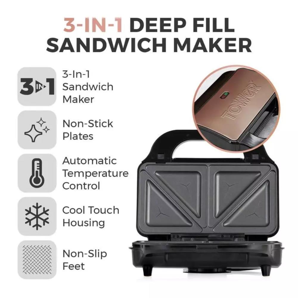 Tower 3 in 1 Deep Fill Sandwich Maker EEC Homevalue Balbrigggan Co