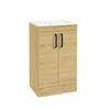 Sonas Corta Floor Standing Cabinet Two Door Honey Oak Black Handle 50cm