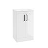 Sonas Corta Floor Standing Cabinet Two Door Gloss White Black Handle 50cm