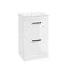 Sonas Corta Floor Standing Cabinet Two Drawer Gloss White Black Handle 50cm