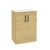 Sonas Corta Floor Standing Cabinet Two Door Honey Oak Black Handle 60cm