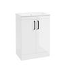 Sonas Corta Floor Standing Cabinet Two Door Gloss White Black Handle 60cm