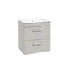 Sonas Corta Wall Hung Cabinet Two Drawer Morning Mist Chrome Handle 50cm