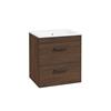 Sonas Corta Wall Hung Cabinet Two Drawer Sable Ash Black Handle 50cm
