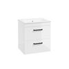 Sonas Corta Wall Hung Cabinet Two Drawer Gloss White Black Handle 50cm