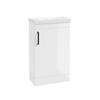 Sonas Corta Floor Standing Cabinet Cloakroom Gloss White Black Handle 50cm