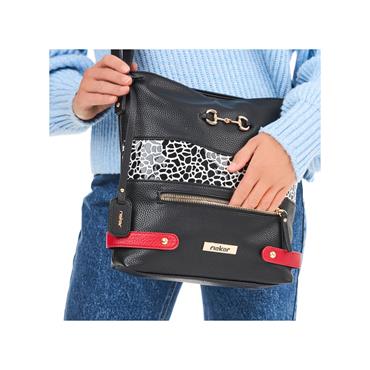 RIEKER H1517 HANDBAG - BLACK/WHITE