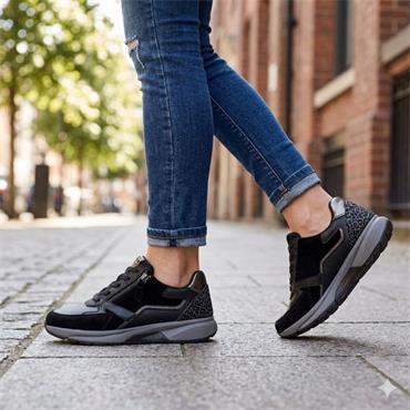 GABOR 010601 LACED SHOE - BLACK/GREY