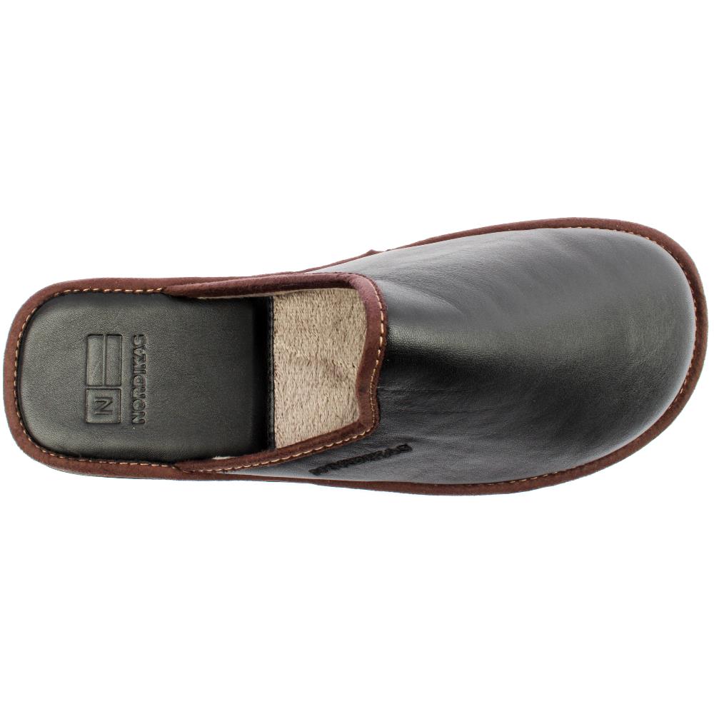 131 Black Leather Mens Slippers Nordika Slippers Ireland