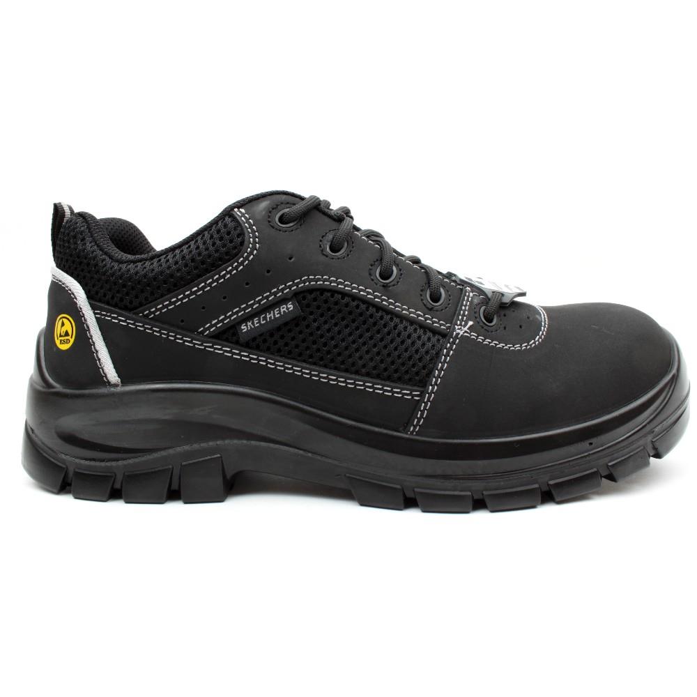 SKECHERS MENS 200001EC STEEL TOE SHOE Black Cordners