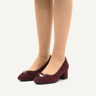 CAPRICE 22300 LOW HEEL SHOE - BURGUNDY SUEDE