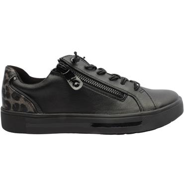 JANA 23660 FLAT SHOE - BLACK/LEOPARD