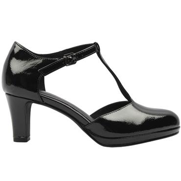 MARCO TOZZI 24419 TBAR HEELED SHOE - BLACK PATENT