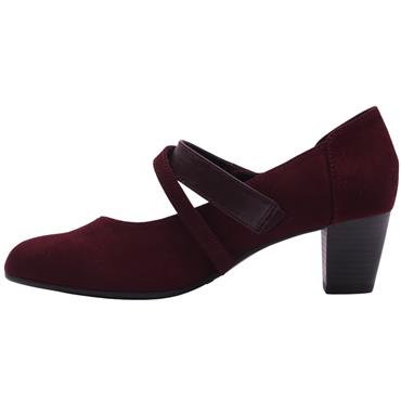JANA 24464 HEELED STRAP SHOE - BURGUNDY
