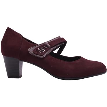 JANA 24464 HEELED STRAP SHOE - BURGUNDY