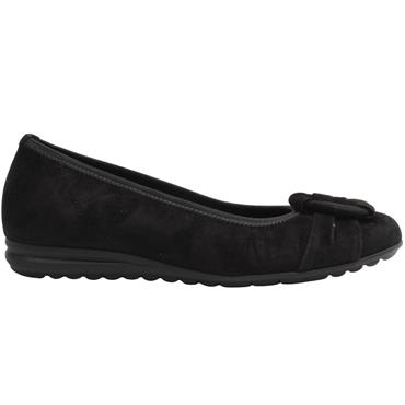 GABOR 301201 POMP SHOE - BLACK SUEDE