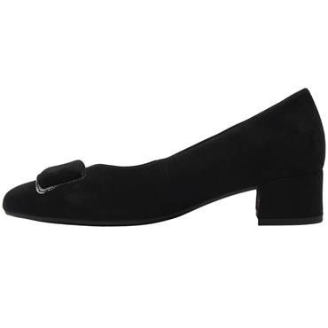 GABOR 301502 LOW HEEL SHOE - BLACK SUEDE