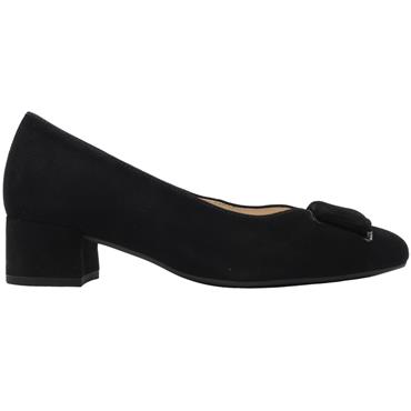 GABOR 301502 LOW HEEL SHOE - BLACK SUEDE