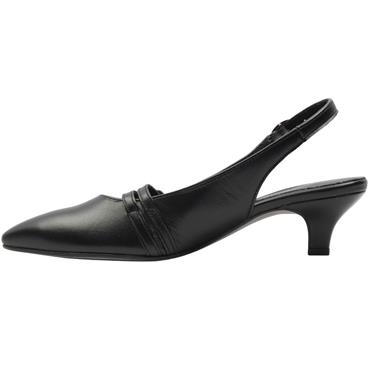 GABOR 301702 LOW HEEL SLING BACK - BLACK LEATHER