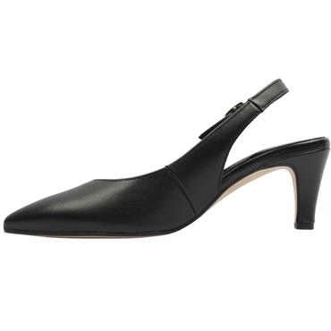 GABOR 301801 SLING BACK SHOE - BLACK LEATHER