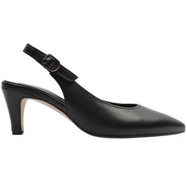 GABOR 301801 SLING BACK SHOE - BLACK LEATHER