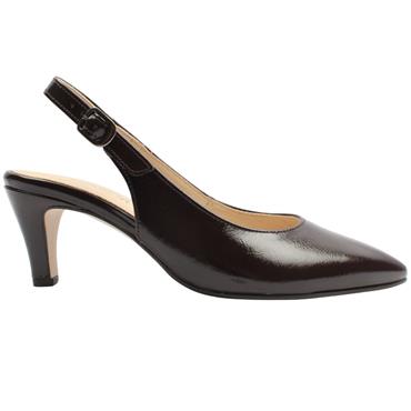 GABOR 301801 SLING BACK SHOE - BROWN PATENT