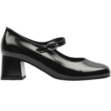GABOR 302201 STRAP BLOCK HEEL SHOE - BLACK PATENT