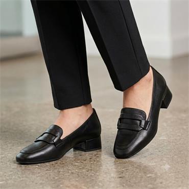 GABOR 400201 SLIP ON SHOE - BLACK LEATHER
