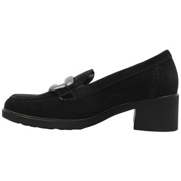 GABOR 400702 BLOCK HEEL SHOE - BLACK SUEDE
