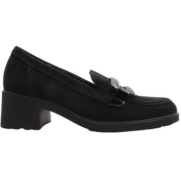 GABOR 400702 BLOCK HEEL SHOE - BLACK SUEDE