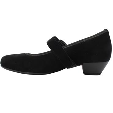 GABOR 66139 STRAP SHOE - BLACK SUEDE