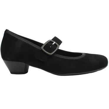 GABOR 66139 STRAP SHOE - BLACK SUEDE